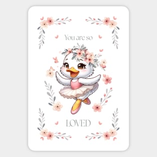 Dancing Ballerina Duck, You are So Loved, Nursery Art for Baby Girls Sticker